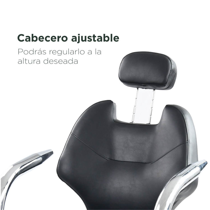Silla Barbería Deluxe con Respaldo Reclinable Negra