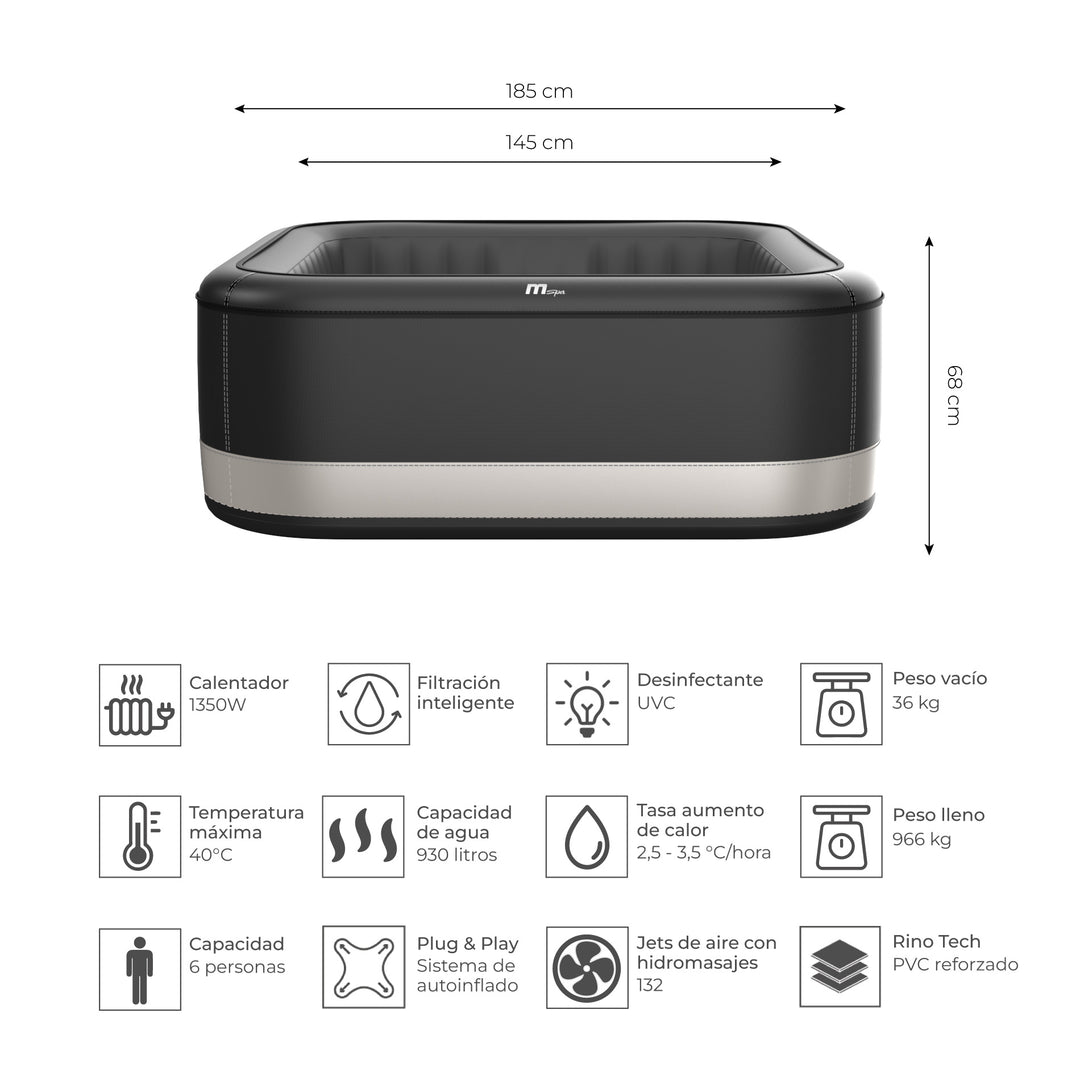 Tina Spa Hidromasaje Inflable Portland 6 Premium