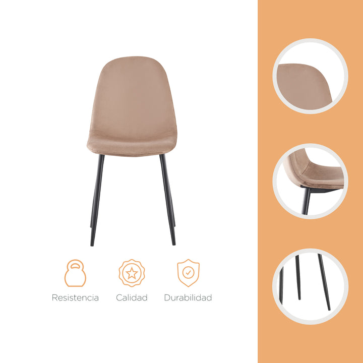 Set 4 Sillas de Sala Comedor Eames Terciopelo Beige