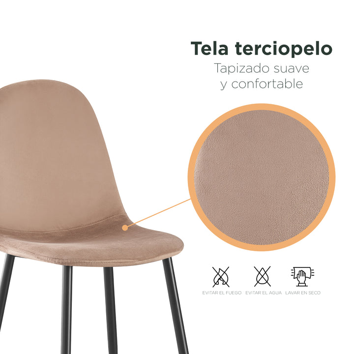 Set 4 Sillas de Sala Comedor Eames Terciopelo Beige