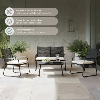 Set de Exterior Ruko Sillas + Sofá + Mesa de Centro