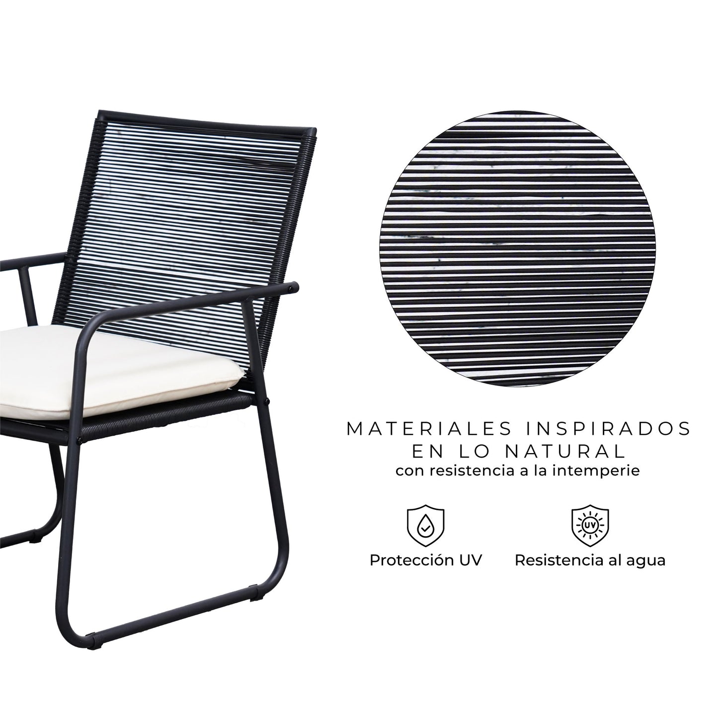 Set de Exterior Ruko Sillas + Sofá + Mesa de Centro