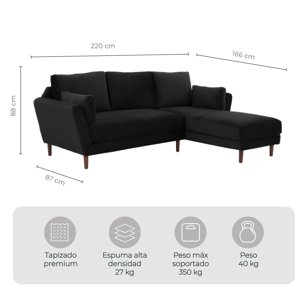 Sala Esquinero Sofa Modular Malaga Negro