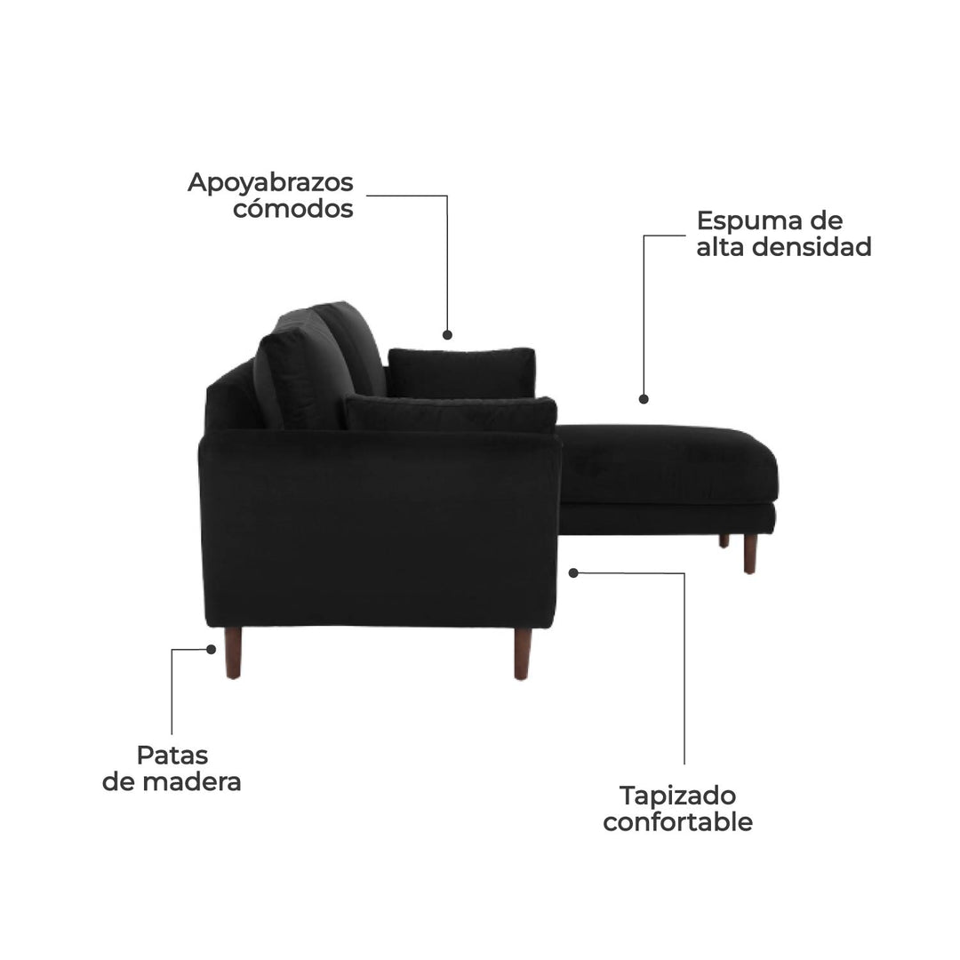 Sala Esquinero Sofa Modular Malaga Negro