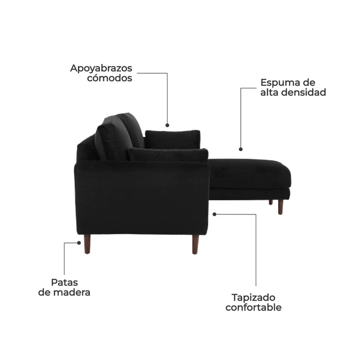 Sala Esquinero Sofa Modular Malaga Negro