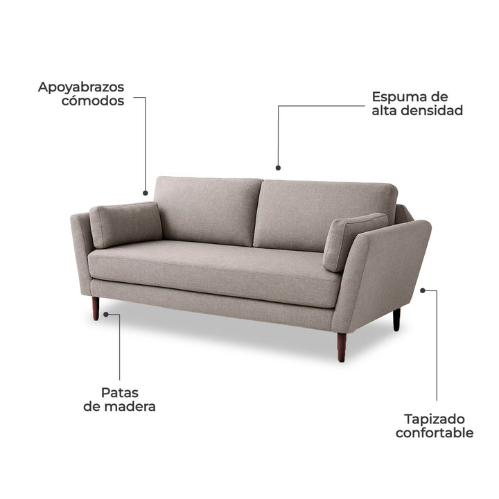 Sofá 3 Plazas Malaga Taupe