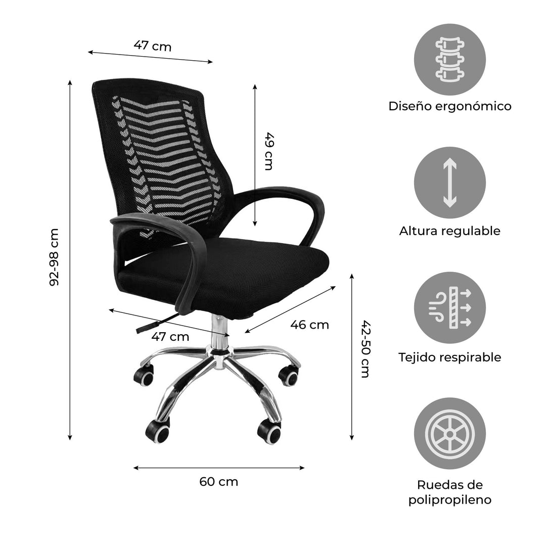 Silla de Oficina Sill-C2N Ergonómica Negra