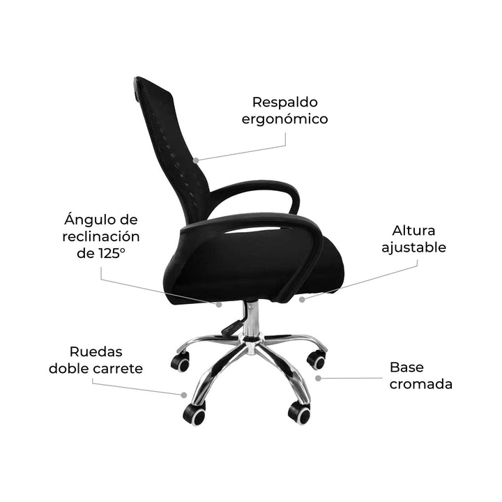 Silla de Oficina Sill-C2N Ergonómica Negra