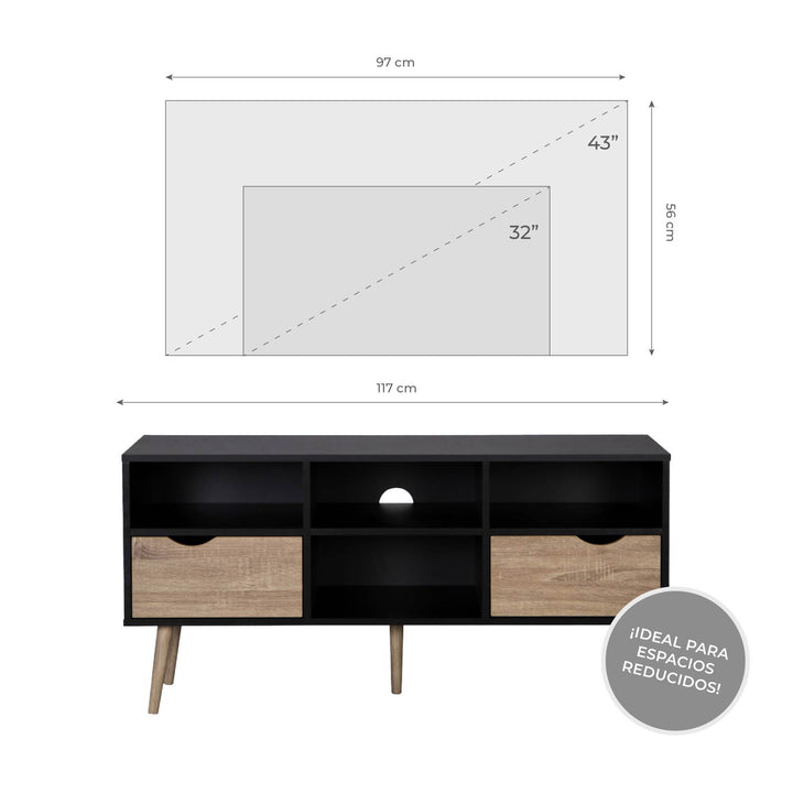 Mueble de TV Rack Nórdico Negro