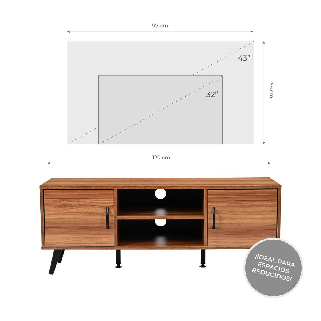 Mueble de TV Lucca-C con Puertas y Entrepaños Café