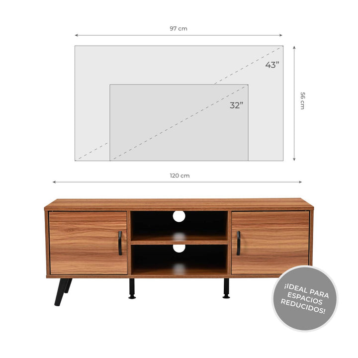Mueble de TV Lucca-C con Puertas y Entrepaños Café