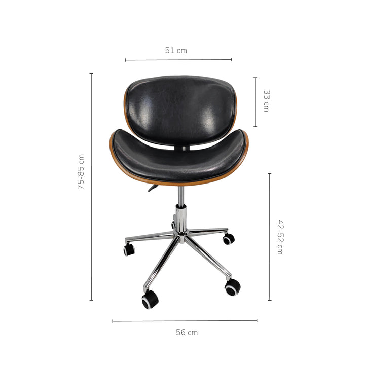 Silla de Oficina de Cuero Sintético y Madera Negra