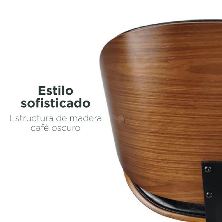 Silla de Oficina de Cuero Sintético y Madera Negra