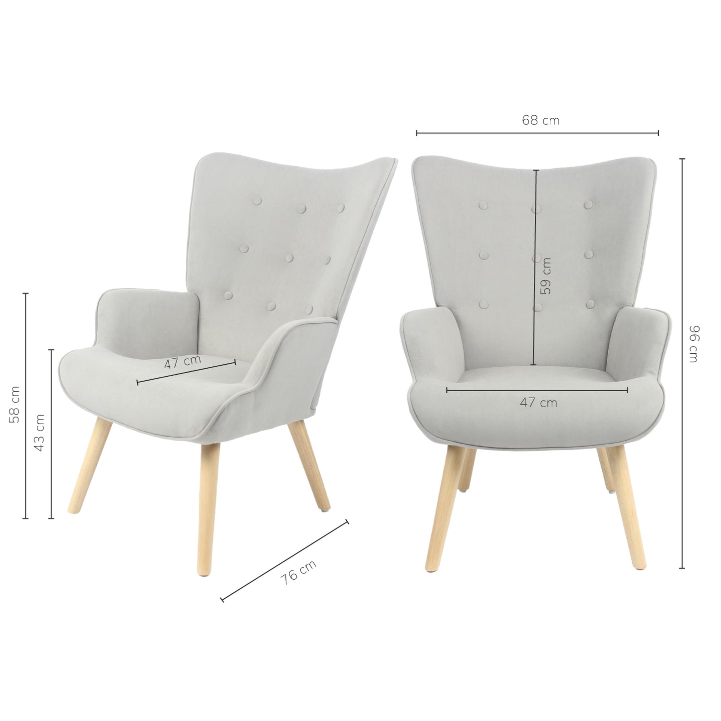 Sillón Individual para Sala Comedor Terciopelo Gris