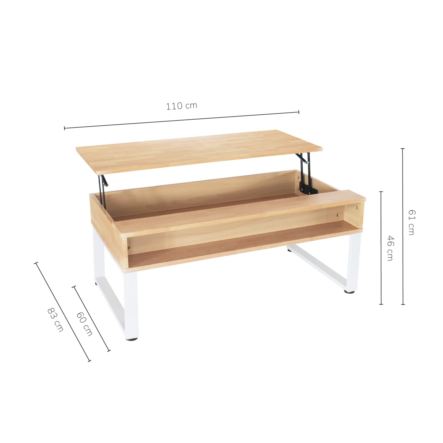 Mesa de Centro Elevable con Compartimento Oculto Café y Blanco