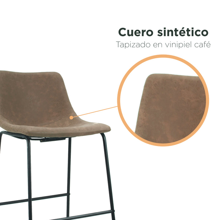 Set Bancos Altos con Respaldo de Cuero Sintético