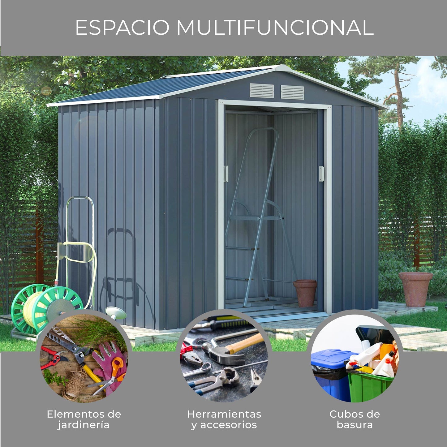 Cobertizo de Almacenamiento Para Exterior 213x127x195