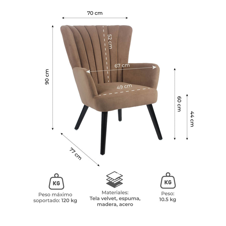 Sillón Individual Azalia Café