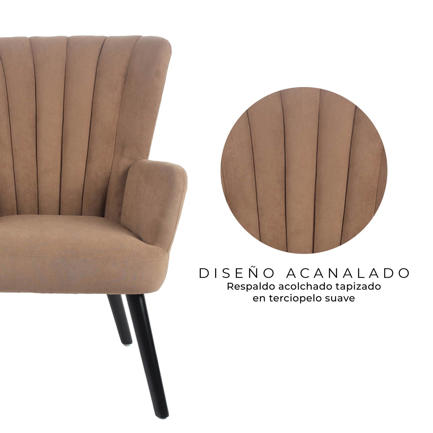 Sillón Individual para Sala Comedor Terciopelo Café