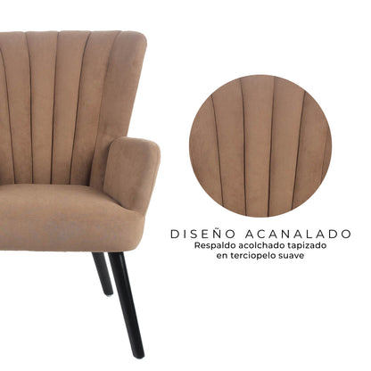 Sillón Individual para Sala Comedor Terciopelo Café
