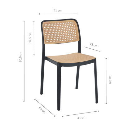 Set 4 Sillas con Entramado Simil Ratán Aptas Exterior