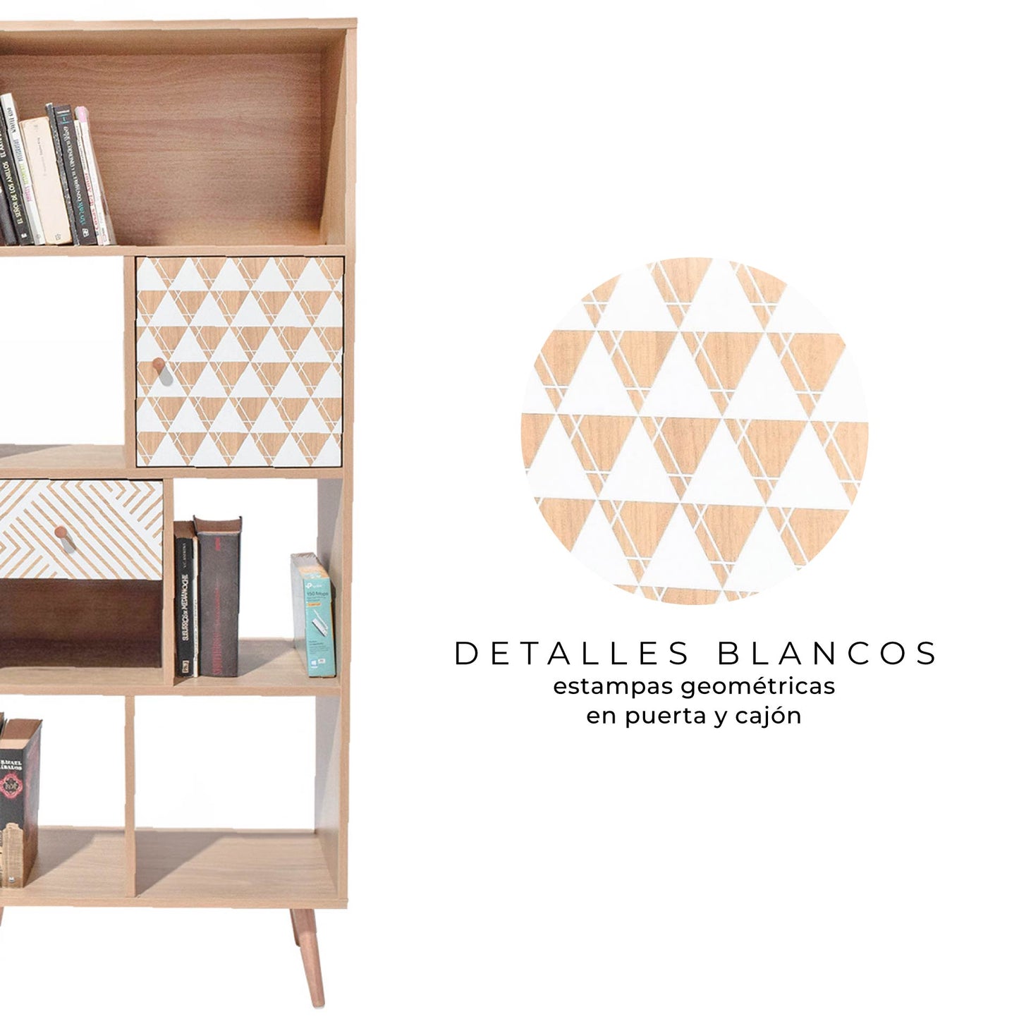 Librero Vertical Moderno Café y Blanco