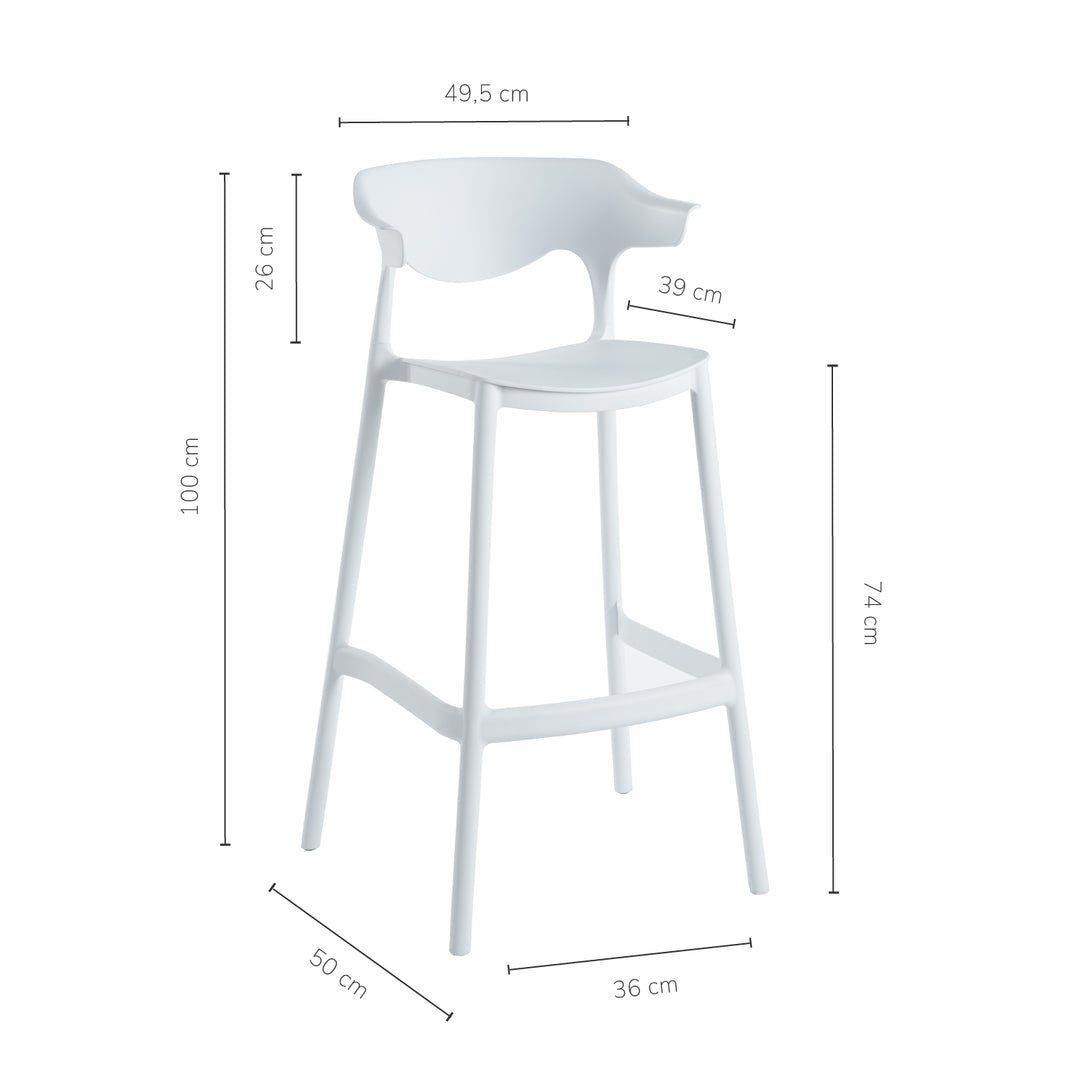 Set 2 Bancos Altos Minimalistas Aptos Exterior Blancos