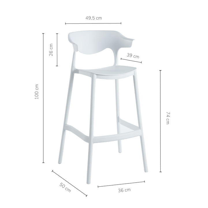 Set 2 Bancos Altos Minimalistas Aptos Exterior Blancos