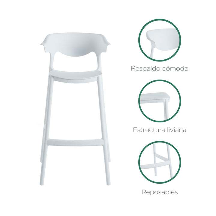 Set 2 Bancos Altos Minimalistas Aptos Exterior Blancos