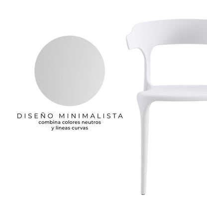 Set 4 Sillas Minimalista Aptas Exterior Blancas
