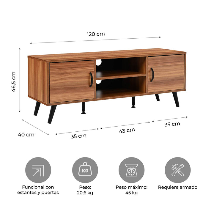 Mueble de TV Lucca-C con Puertas y Entrepaños Café