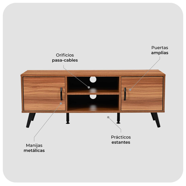 Mueble de TV Lucca-C con Puertas y Entrepaños Café