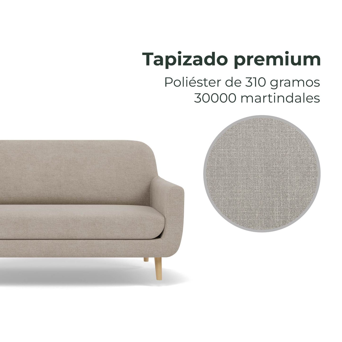 Sofá 2 Plazas Palma Tela Montreal Beige