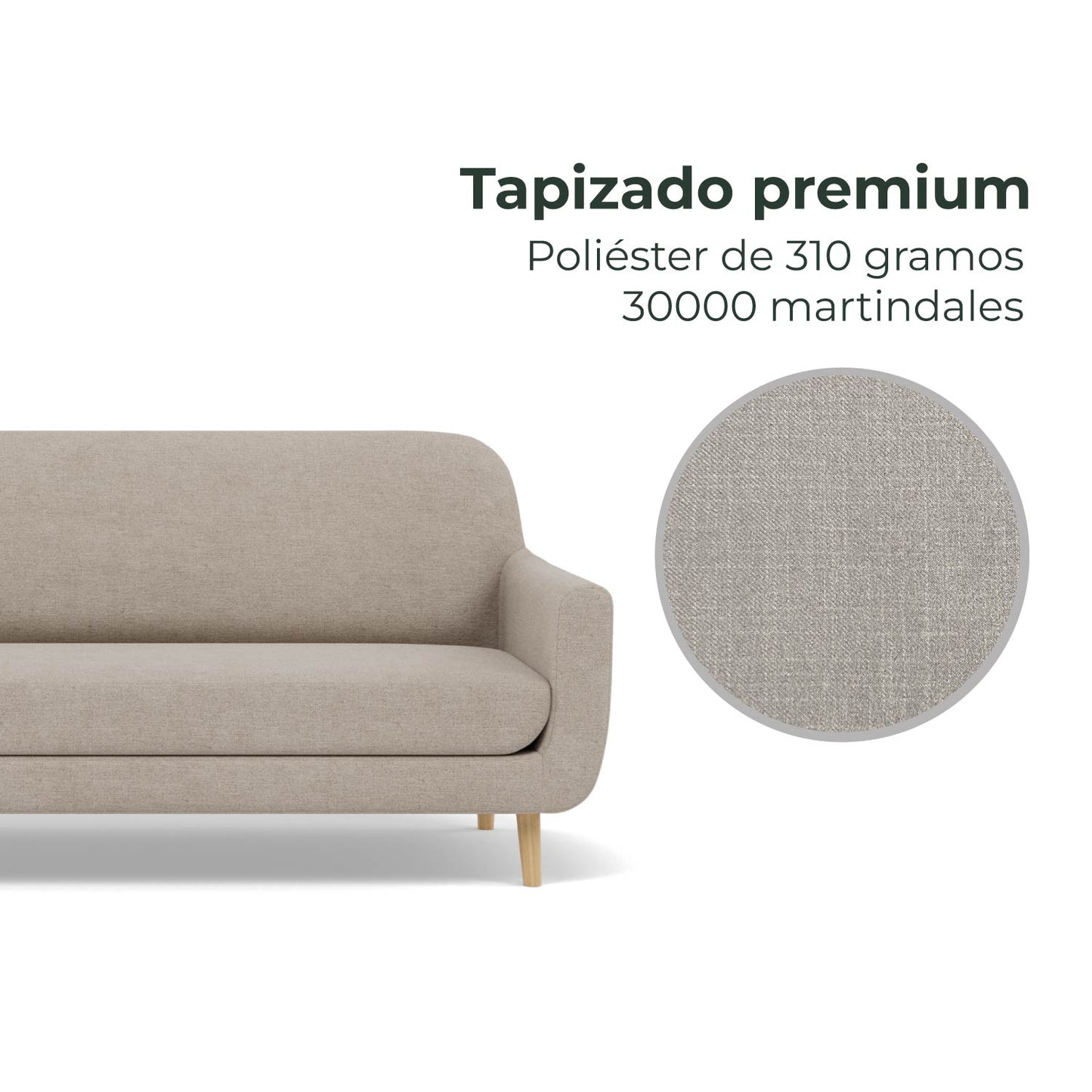 Sofá 3 Plazas Palma Tela Montreal Beige