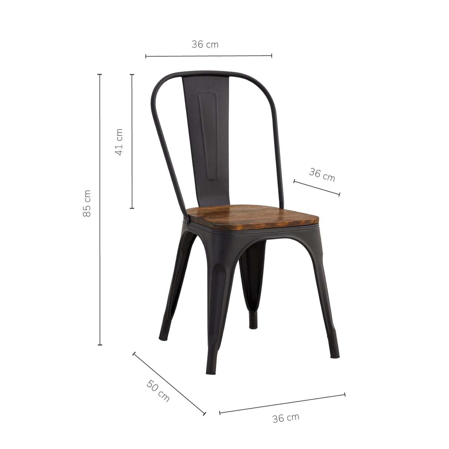 Set 4 Sillas de Comedor Tolix Estilo Industrial Negras