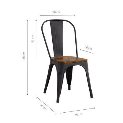 Set 4 Sillas de Comedor Tolix Estilo Industrial Negras