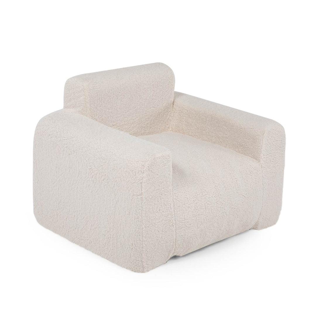 Puff Sillón Individual Tipo Sherpa Beige