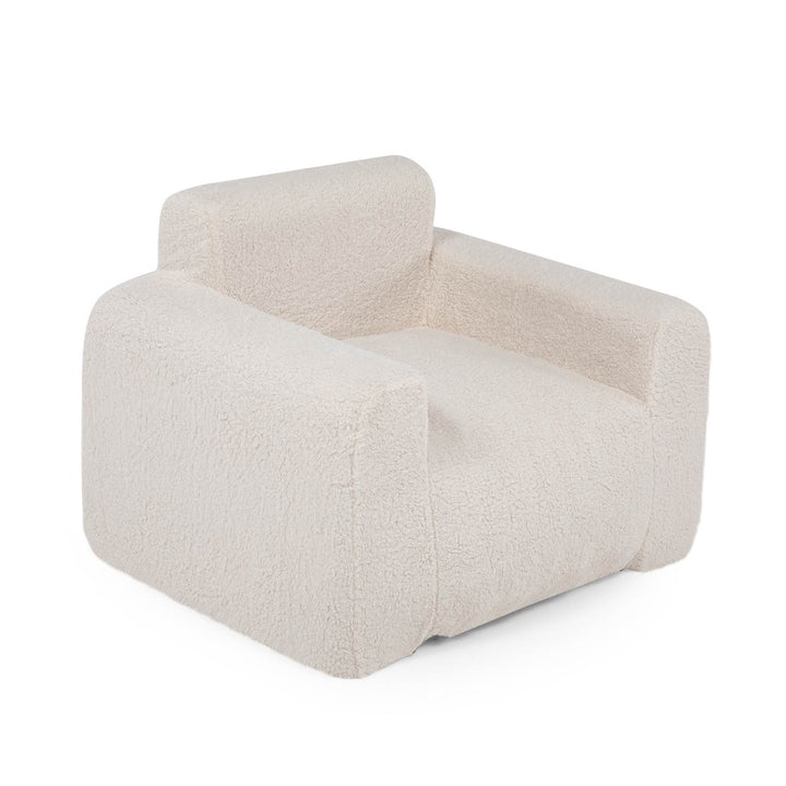 Puff Sillón Individual Tipo Sherpa Beige