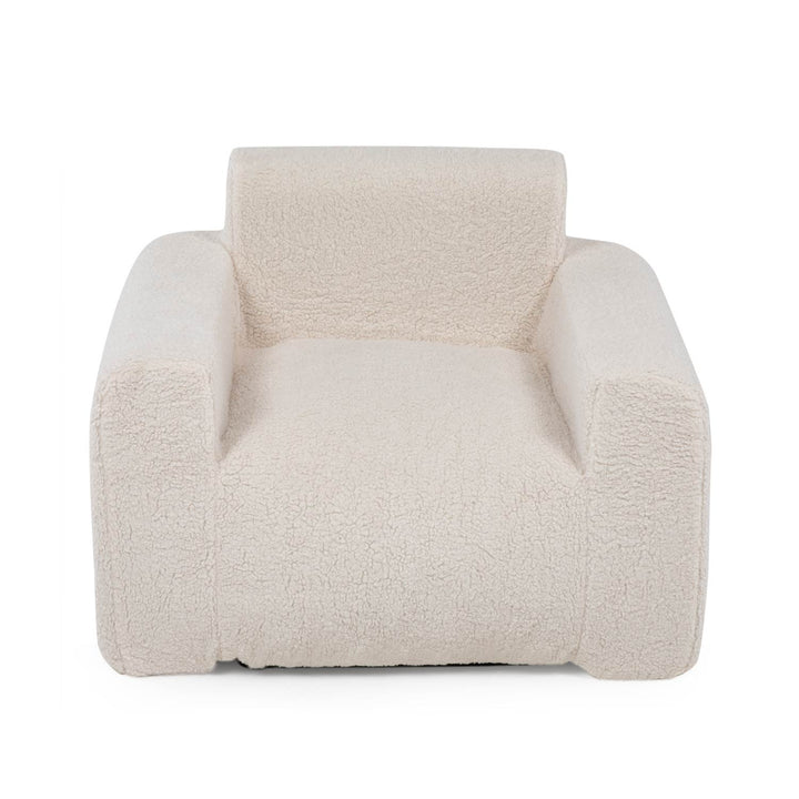 Puff Sillón Individual Tipo Sherpa Beige
