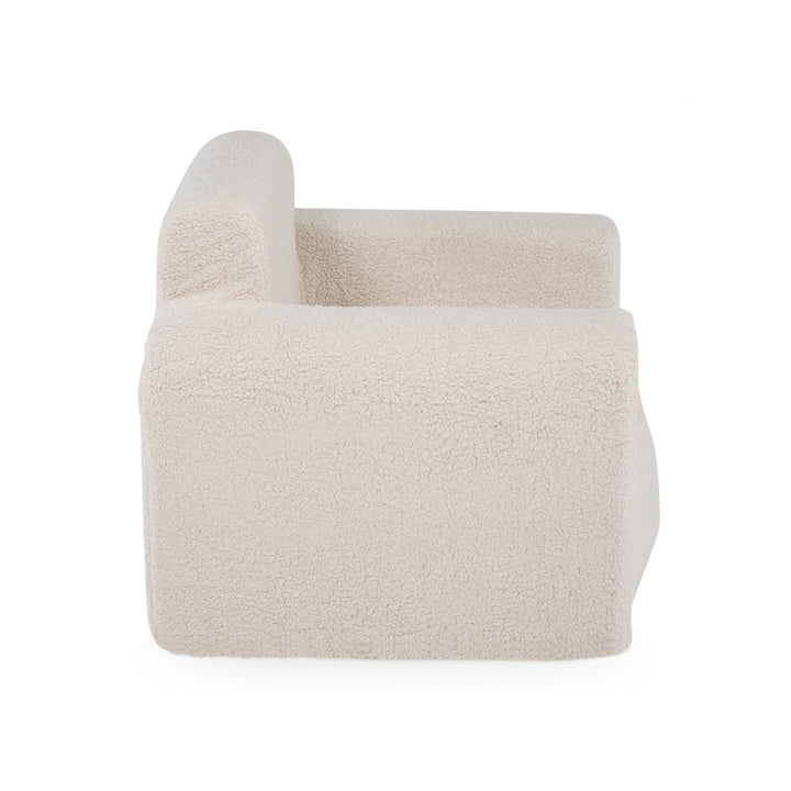 Puff Sillón Individual Tipo Sherpa Beige