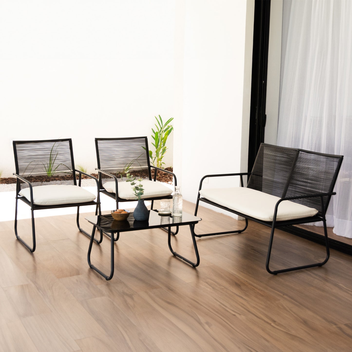 Set de Exterior Ruko Sillas + Sofá + Mesa de Centro