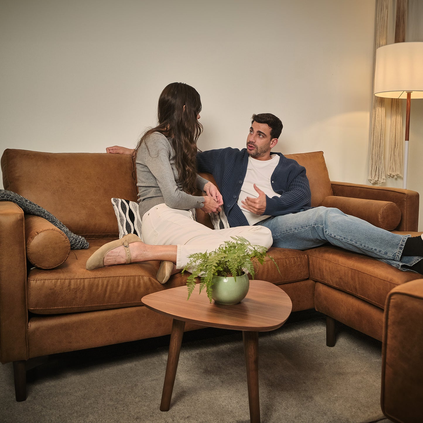 Sala Esquinero Sofa Modular Oviedo de Cuero Café