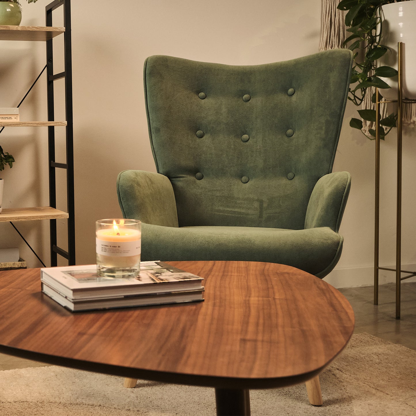 Sillón Individual para Sala Comedor Terciopelo Verde