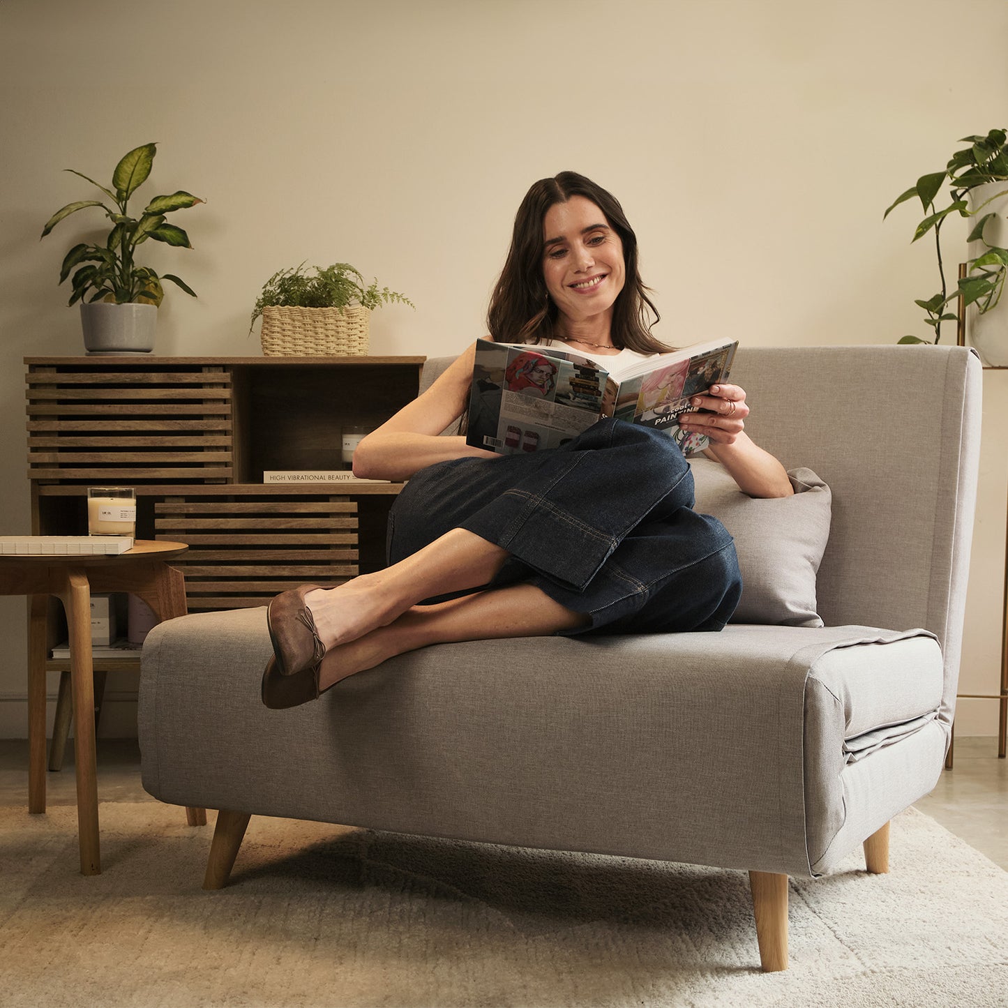 Sillón Sofá Cama Individual Velne Plegable Gris