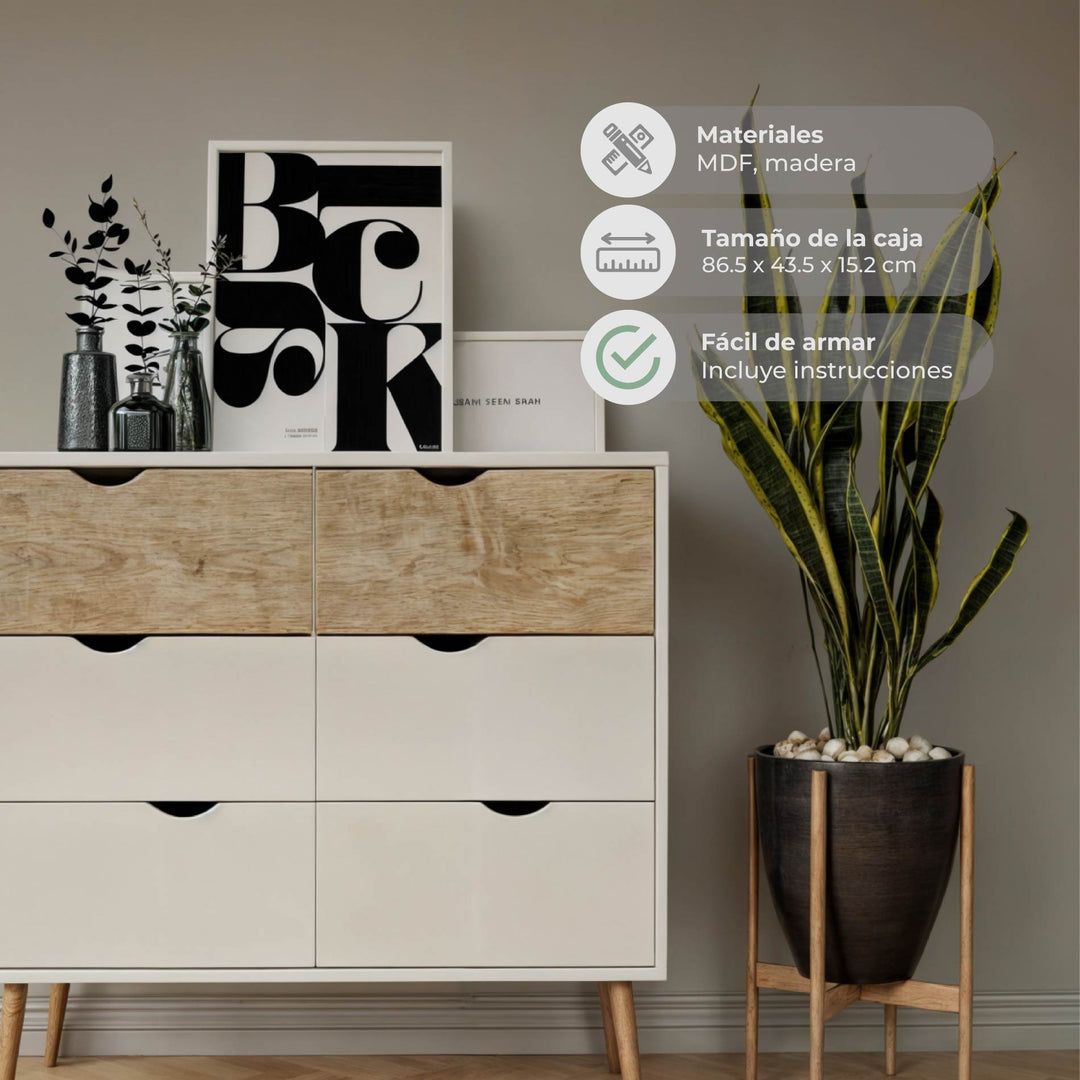 Combo Recámara Nórdica: 2 Burós + Cómoda