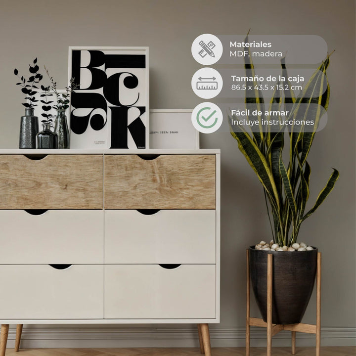 Combo Recámara Nórdica: 2 Burós + Cómoda