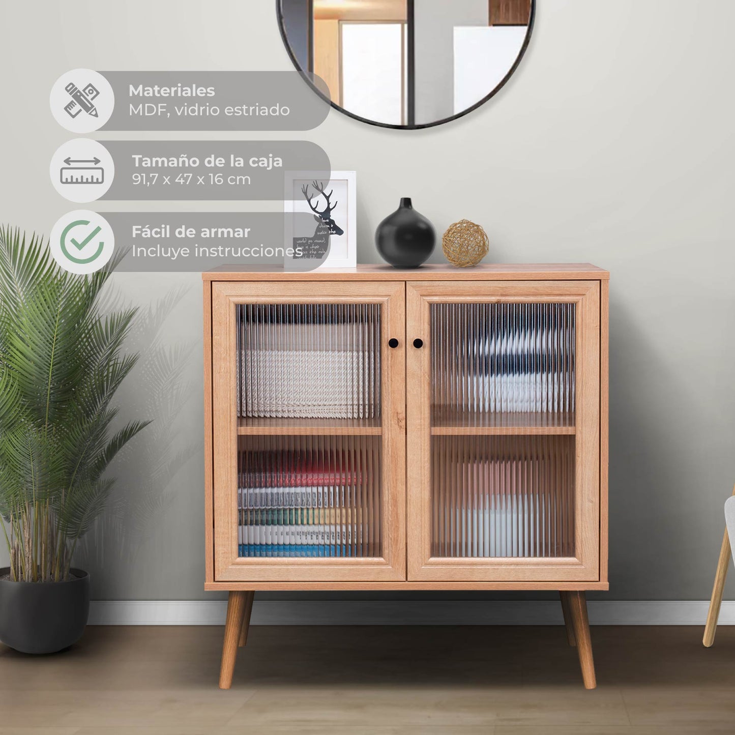 Credenza Bufetera con Puertas de Vidrio