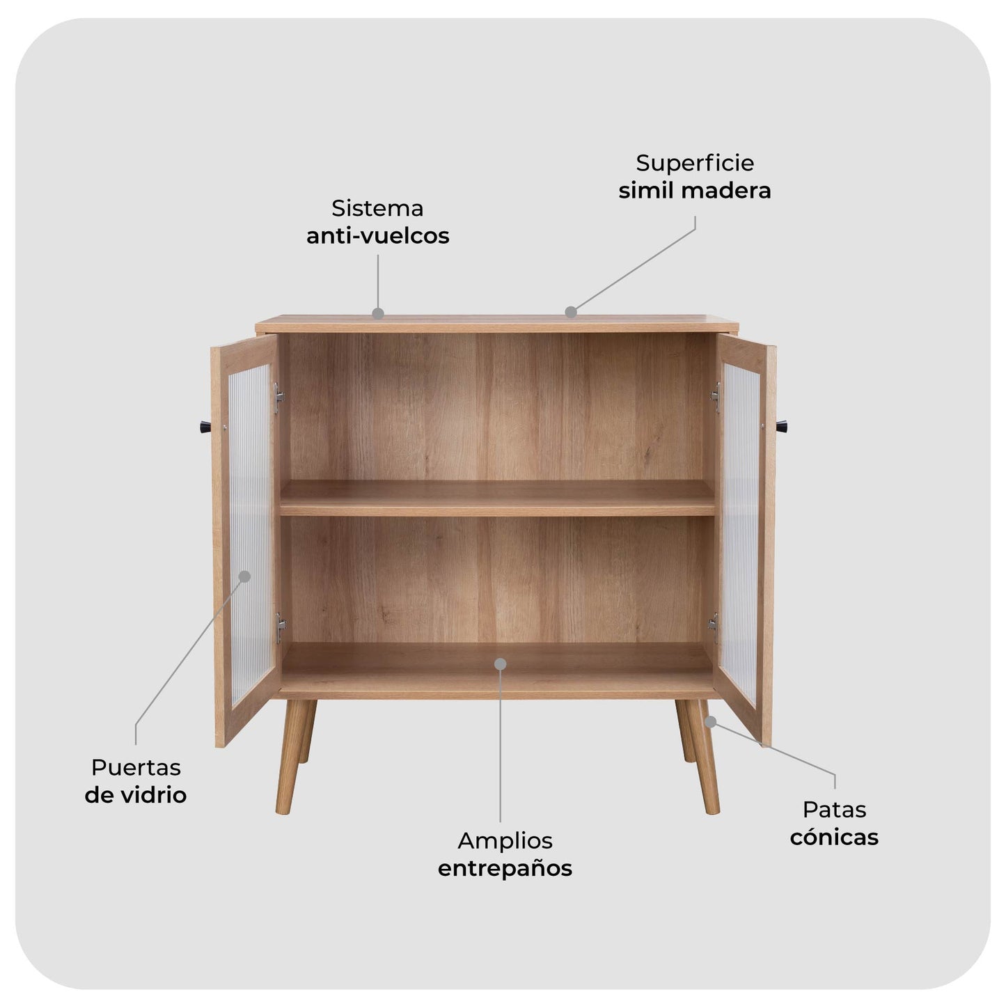 Credenza Bufetera con Puertas de Vidrio