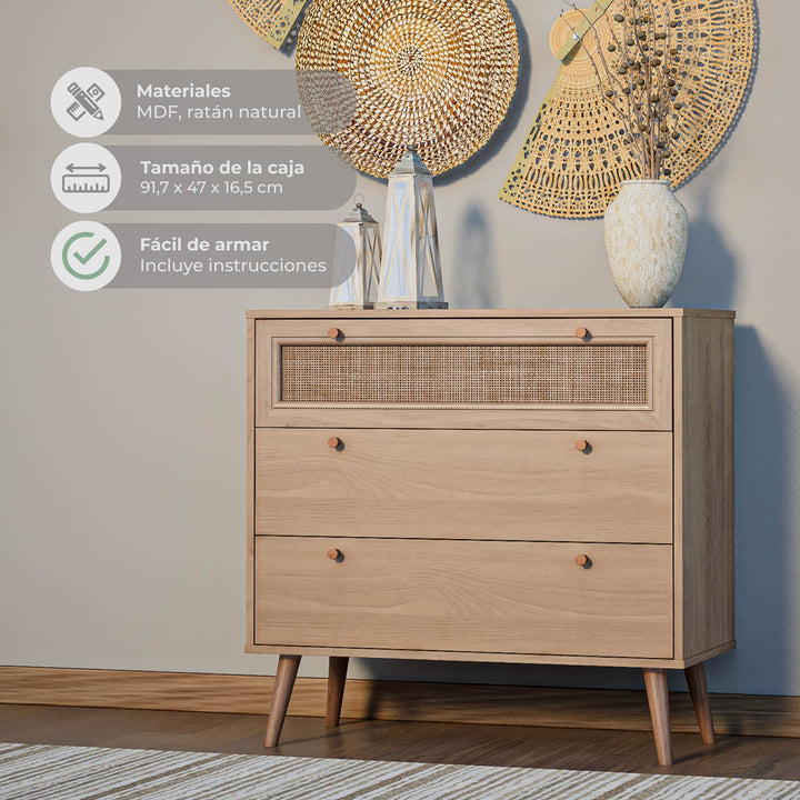 Cómoda Cajonera Calcuta de Ratán