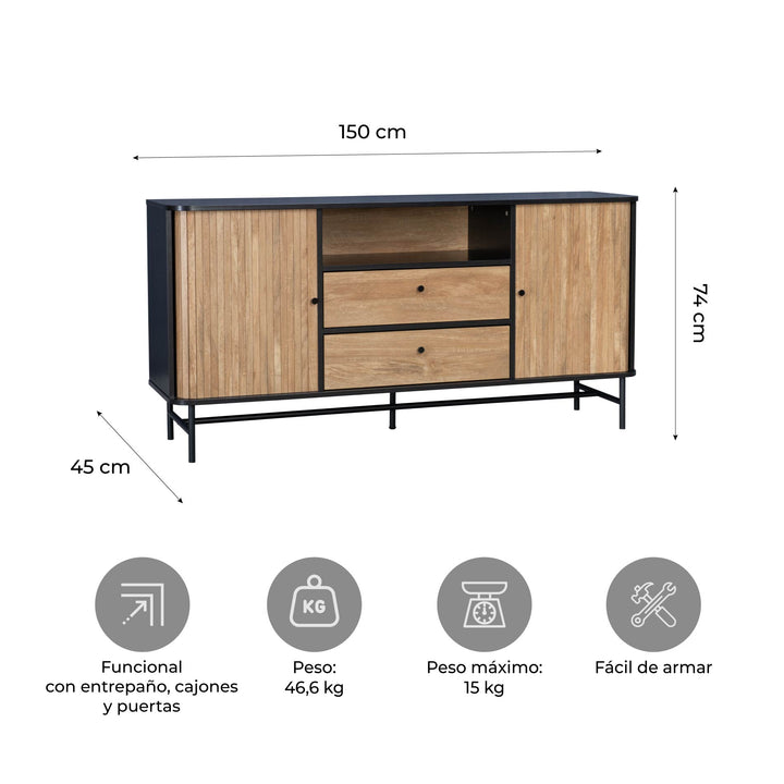 Cómoda Cajonera Moderna con Puertas Corredizas